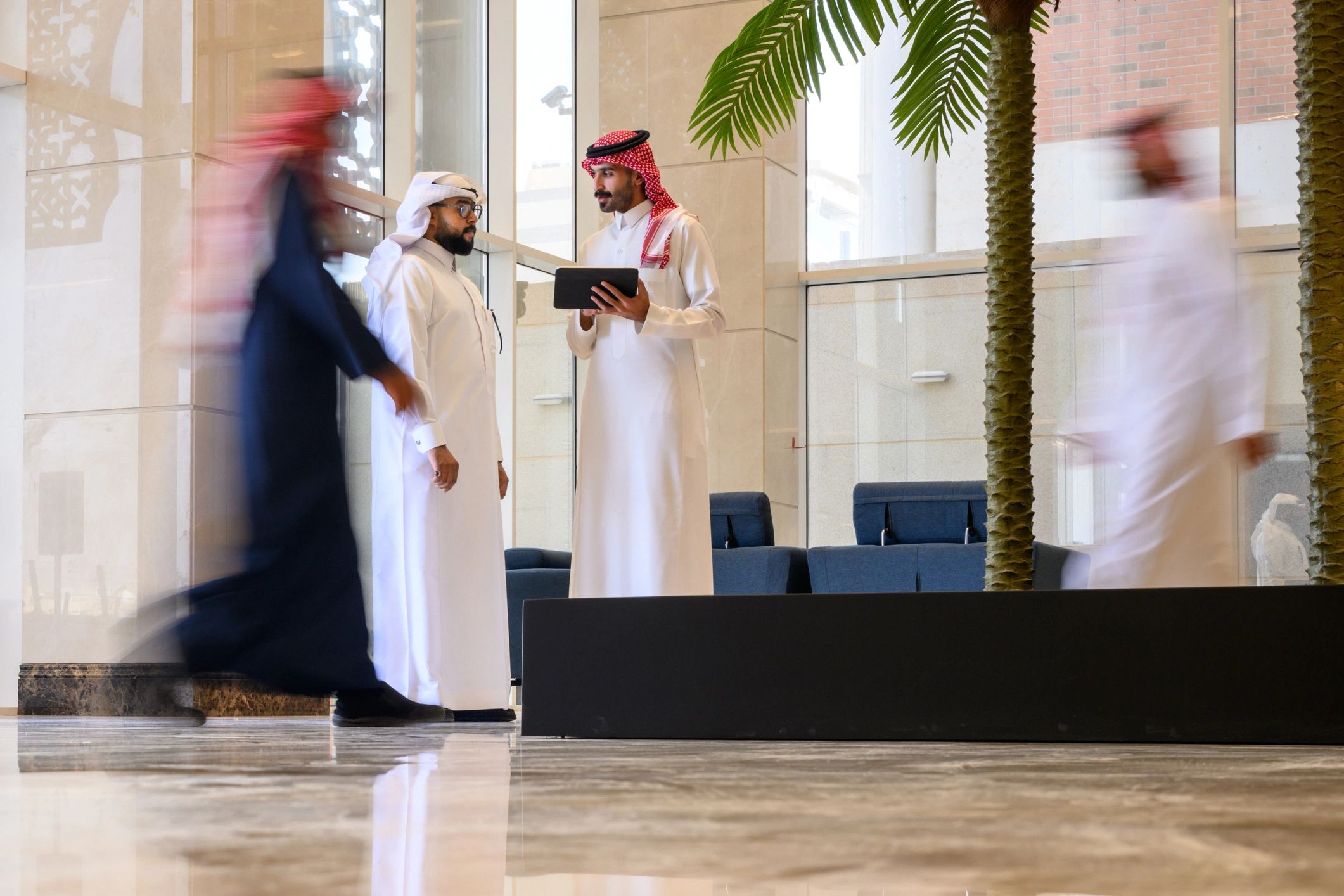Saudi business professionals collaborating